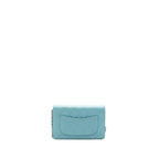CHANEL CLASSIC WALLET ON CHAIN LAMBSKIN LIGHT BLUE SHW