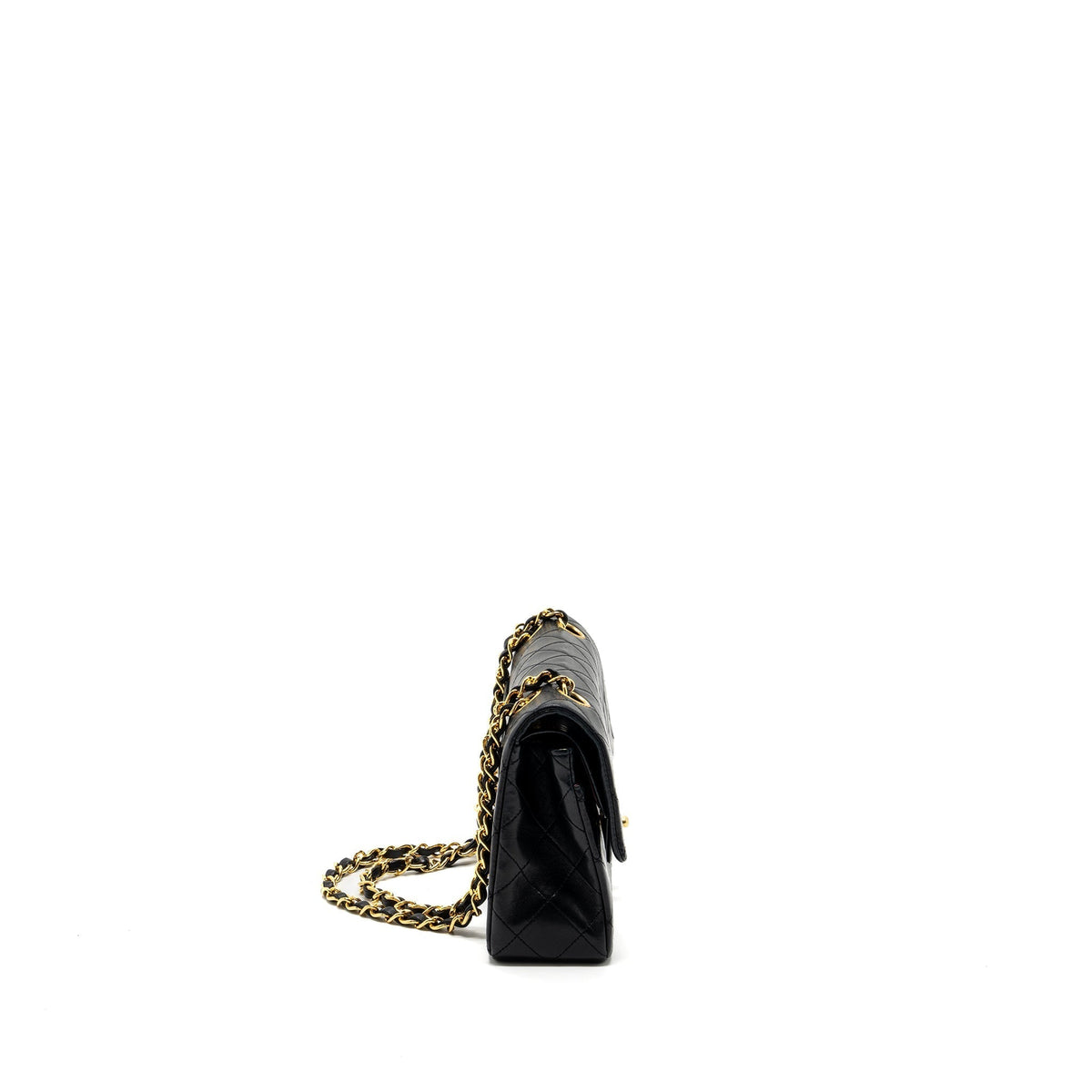 CHANEL VINTAGE SMALL CLASSIC DOUBLE FLAP BAG LAMBSKIN BLACK GHW