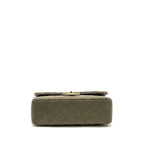CHANEL COCO CUBA CHARMS JUMBO CLASSIC DOUBLE FLAP BAG CANVAS GREEN GHW