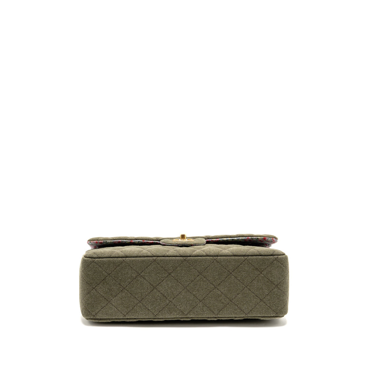 CHANEL COCO CUBA CHARMS JUMBO CLASSIC DOUBLE FLAP BAG CANVAS GREEN GHW