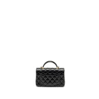 CHANEL TOP HANDLE MINI RECTANGULAR FLAP BAG LAMBSKIN BLACK LGHW (MICROCHIP)