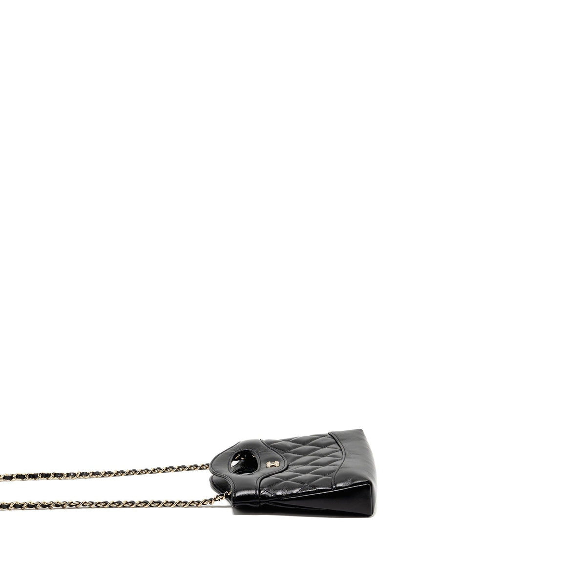 CHANEL MINI 31 CLUTCH WITH CHAIN SHINY LAMBSKIN BLACK LGHW (MICROCHIP)