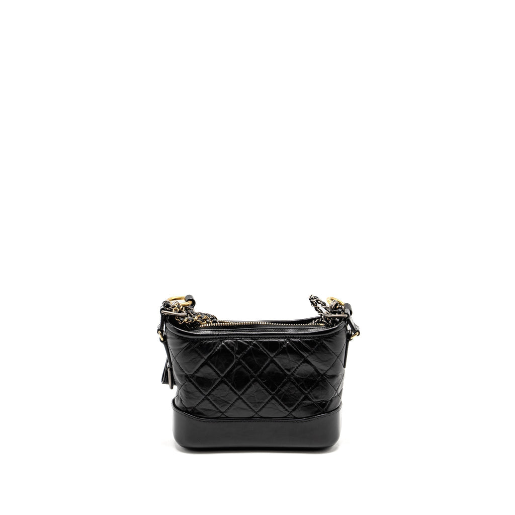 CHANEL SMALL GABRIELLE HOBO BAG WITH TOP HANDLE CALFSKIN BLACK MULTICOLOUR HARDWARE