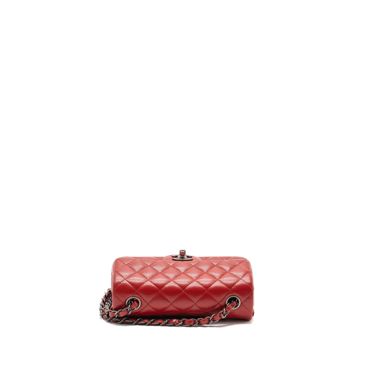 CHANEL MINI RECTANGULAR FLAP BAG CAVIAR RED RUTHENIUM HARDWARE