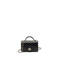 CHANEL TOP HANDLE MINI RECTANGULAR FLAP BAG LAMBSKIN BLACK LGHW (MICROCHIP)