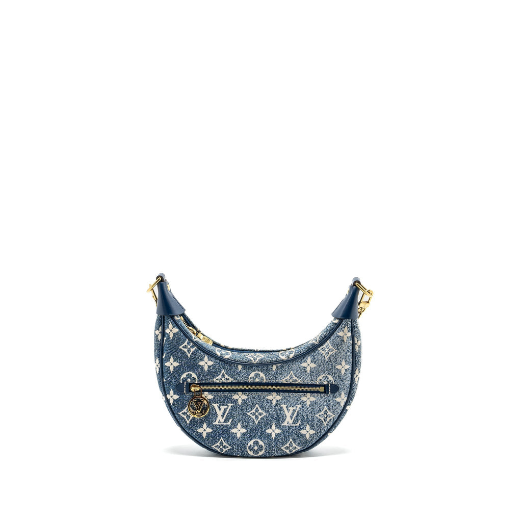 LOUIS VUITTON HALF-MOON LOOP BAGUETTE BAG DENIM BLUE GHW (NEW VERSION)