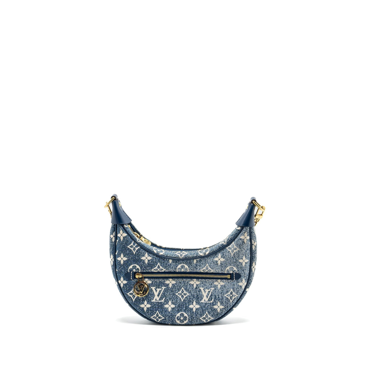 LOUIS VUITTON HALF-MOON LOOP BAGUETTE BAG DENIM BLUE GHW (NEW VERSION)