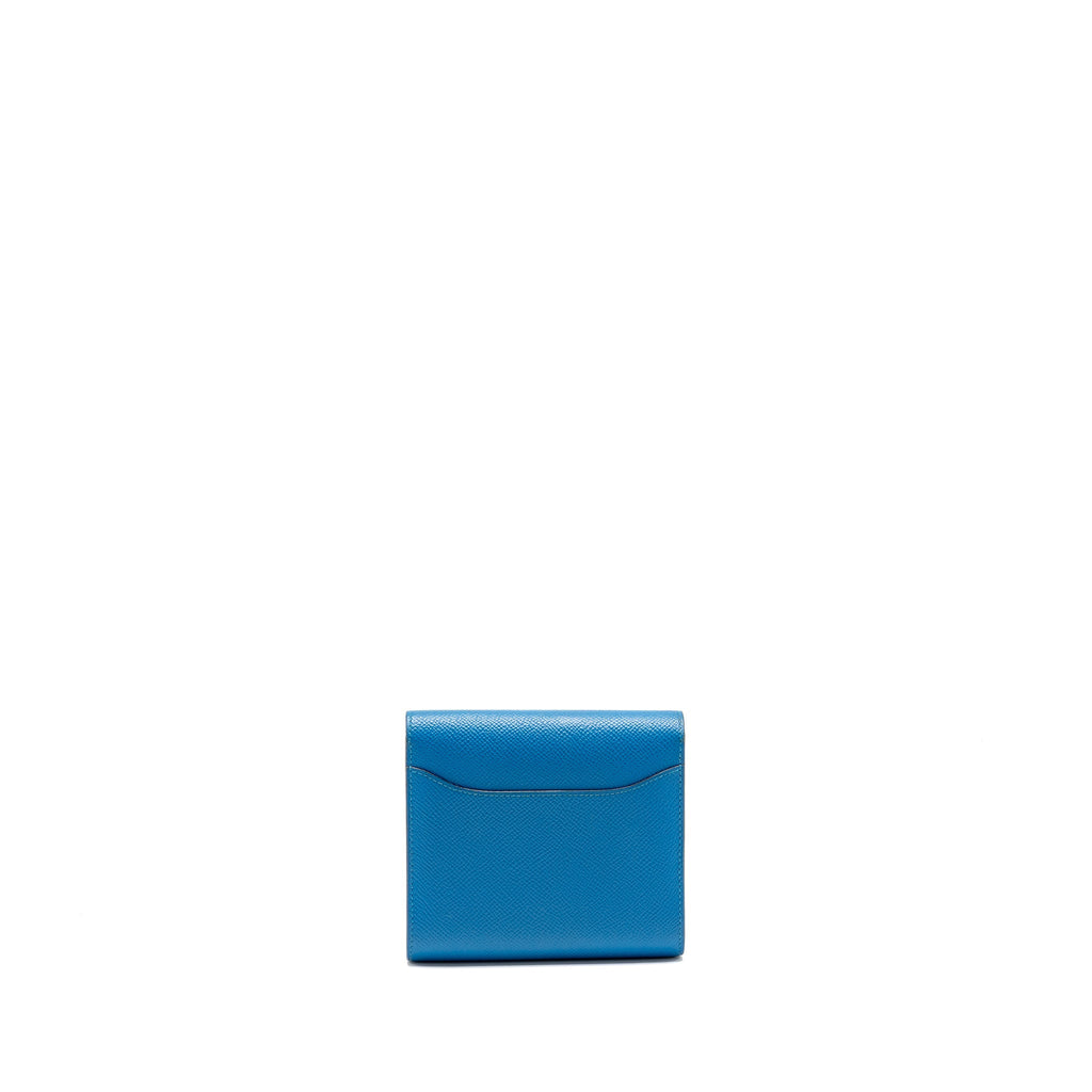 Hermes Constance Compact Wallet Epsom Blue GHW