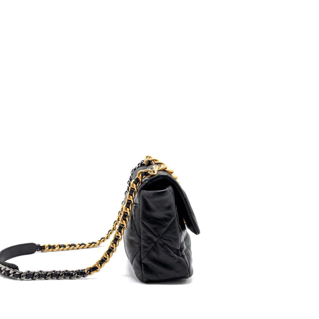 CHANEL MEDIUM 19 BAG LAMBSKIN BLACK MULTICOLOUR HARDWARE(MICROCHIP)