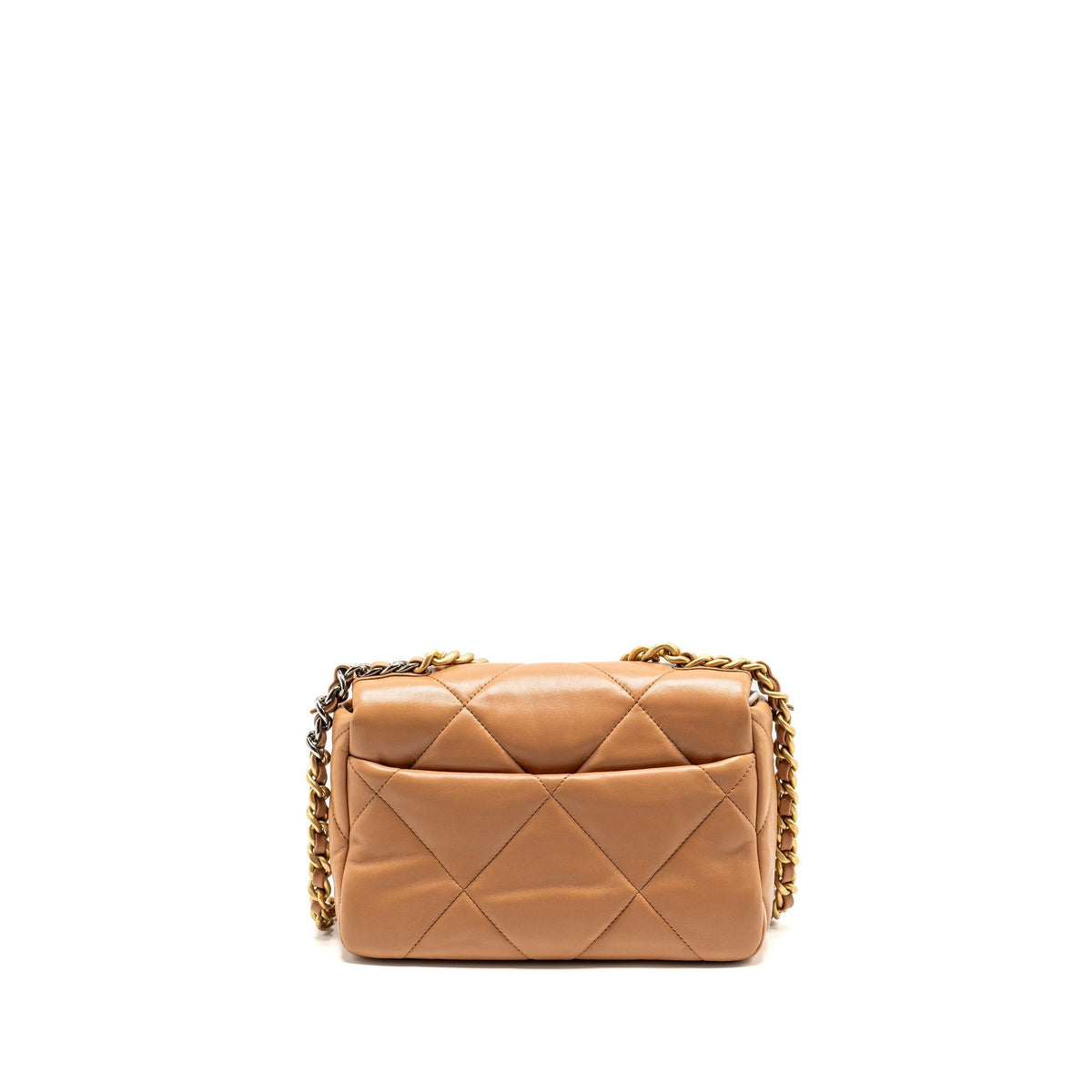 CHANEL SMALL 19 BAG LAMBSKIN CARAMEL MULTICOLOUR HARDWARE (MICROCHIP)