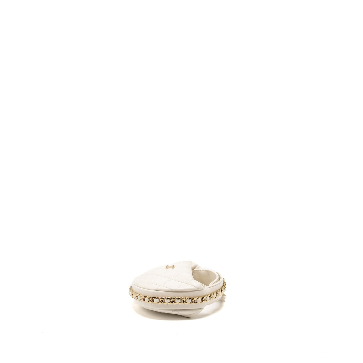 CHANEL 23C ROUND CLUTCH LAMBSKIN WHITE LGHW (MICROCHIP)