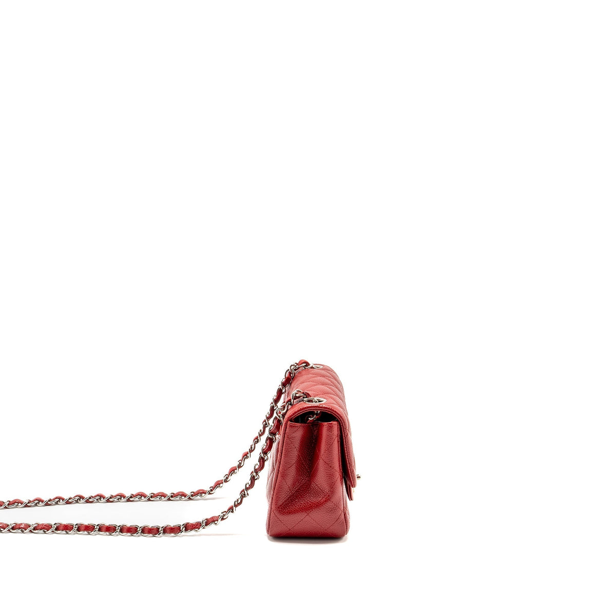 CHANEL MINI SQUARE FLAP BAG CAVIAR RED SHW