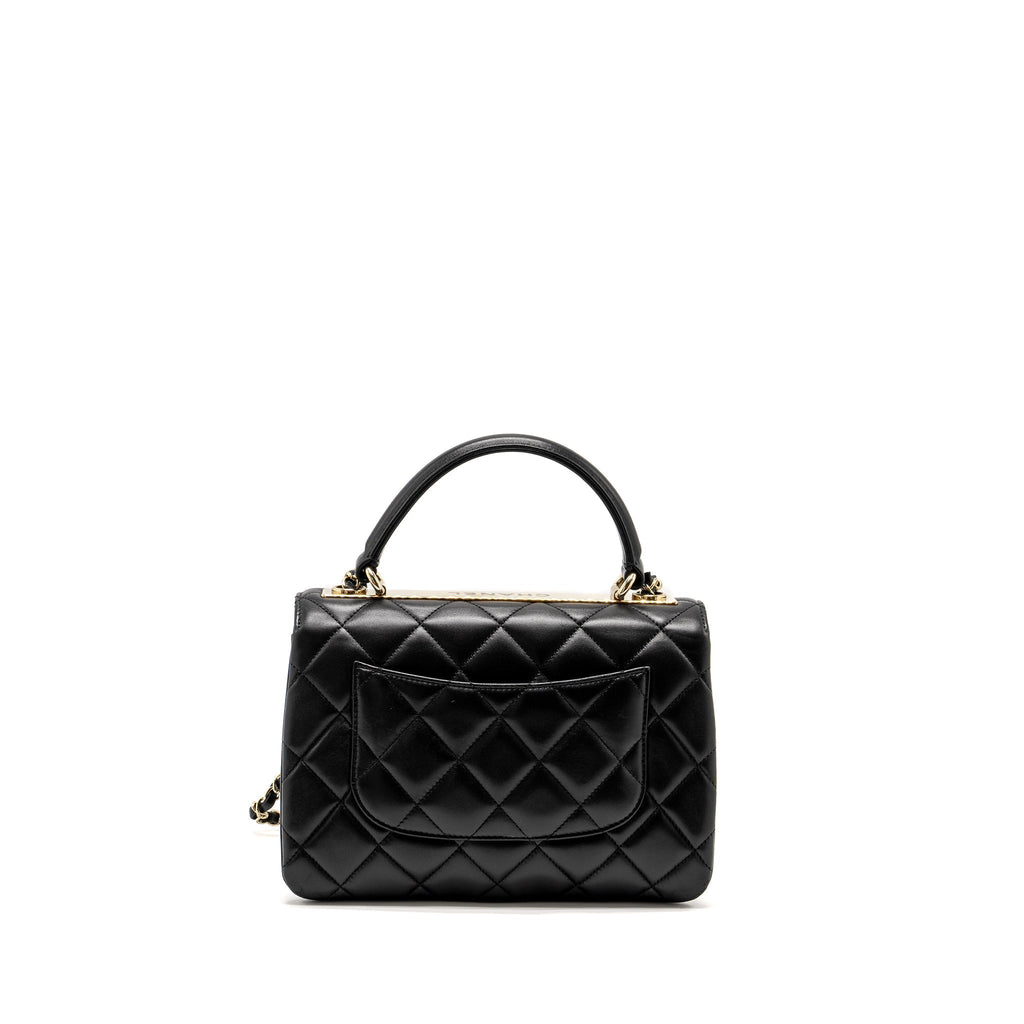 CHANEL TOP HANDLE TRENDY CC FLAP BAG LAMBSKIN BLACK LGHW