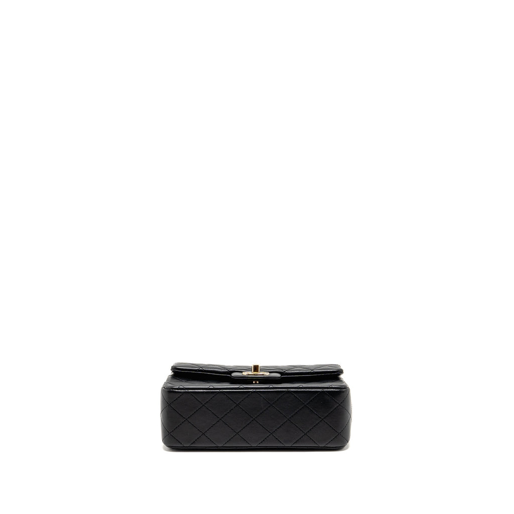 CHANEL TOP HANDLE MINI RECTANGULAR FLAP BAG LAMBSKIN BLACK LGHW (MICROCHIP)