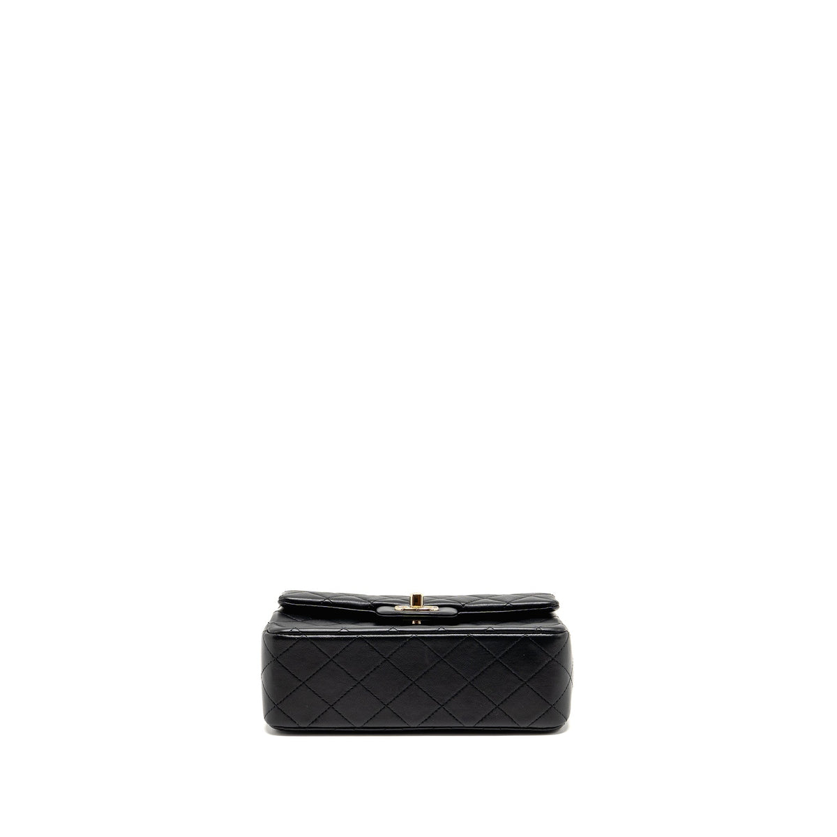 CHANEL TOP HANDLE MINI RECTANGULAR FLAP BAG LAMBSKIN BLACK LGHW (MICROCHIP)