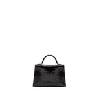 Hermes Mini Kelly II Shiny Alligator Mississippiensis Black SHW