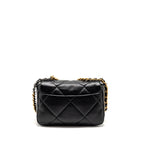 CHANEL SMALL 19 BAG LAMBSKIN BLACK MULTICOLOR HARDWARE (MICROCHIP)