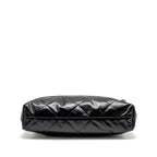 CHANEL MEDIUM 22 BAG GOLD LETTER SHINY CALFSKIN BLACK GHW (MICROCHIP)