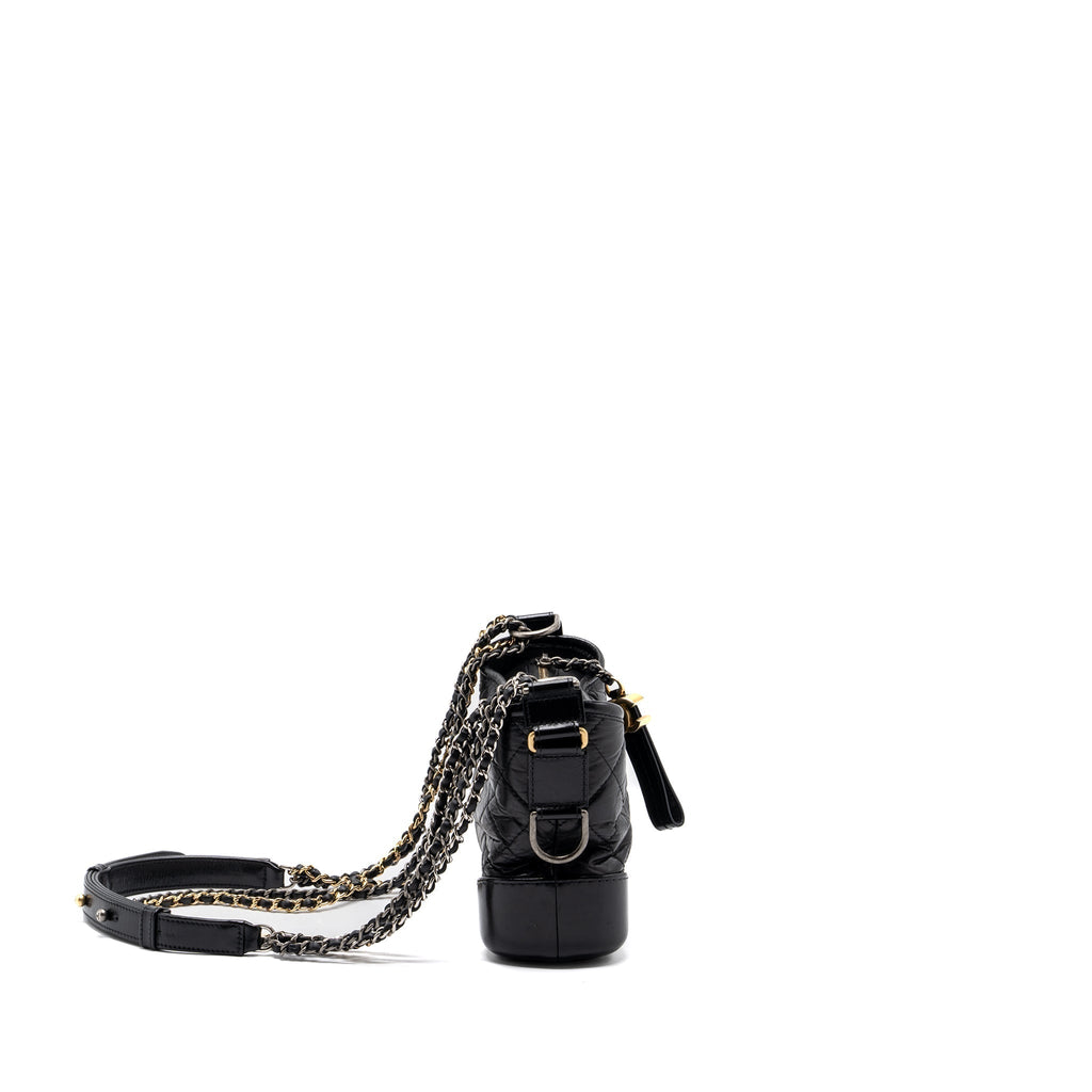 CHANEL SMALL GABRIELLE HOBO BAG AGED CALFSKIN BLACK MULTICOLOURED HARDWARE