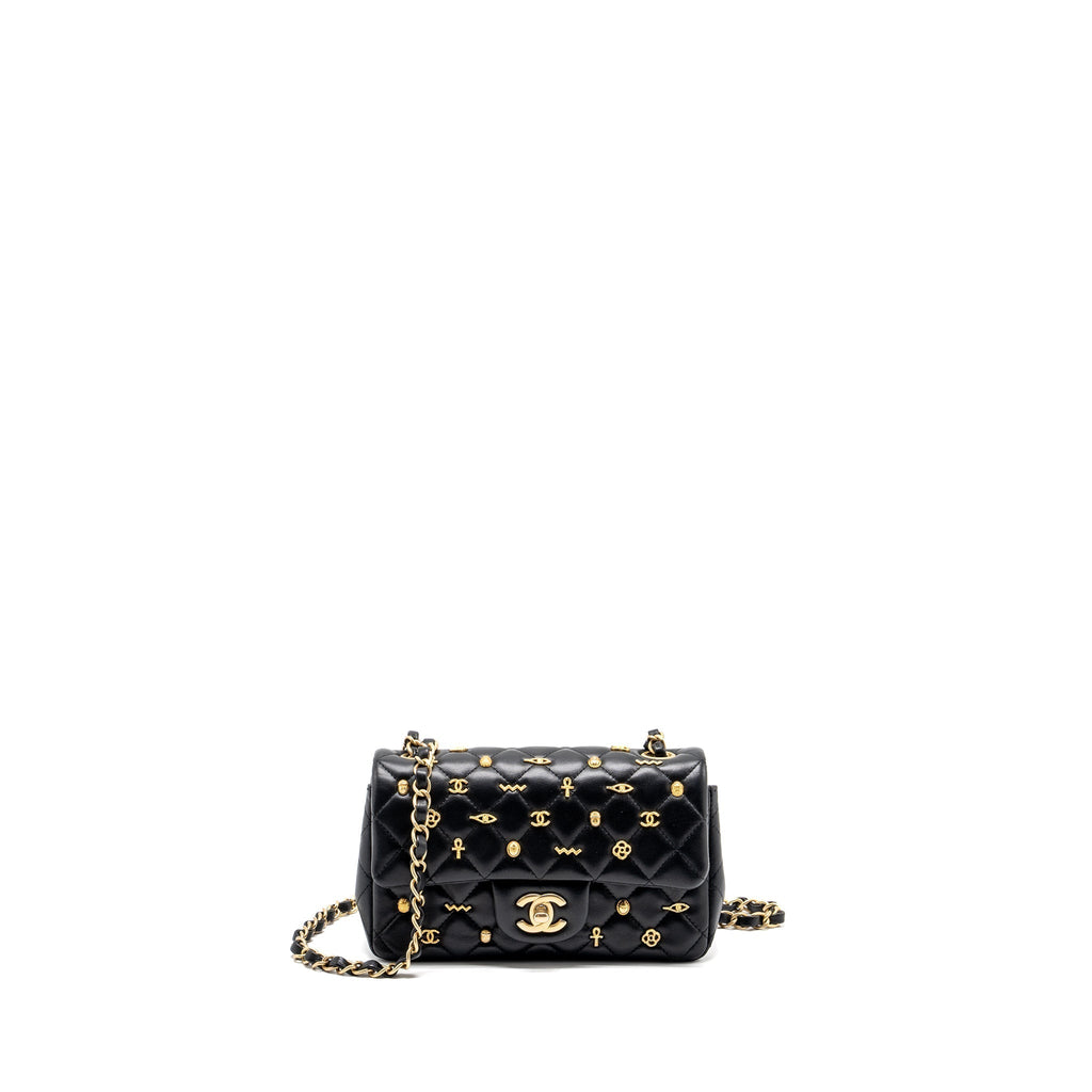 CHANEL EGYPTIAN AMULET MINI RECTANGULAR FLAP BAG LAMBSKIN BLACK GHW