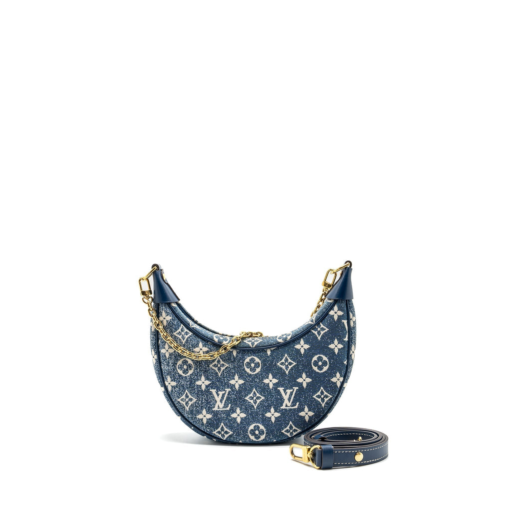 LOUIS VUITTON HALF-MOON LOOP BAGUETTE BAG DENIM BLUE GHW (NEW VERSION)