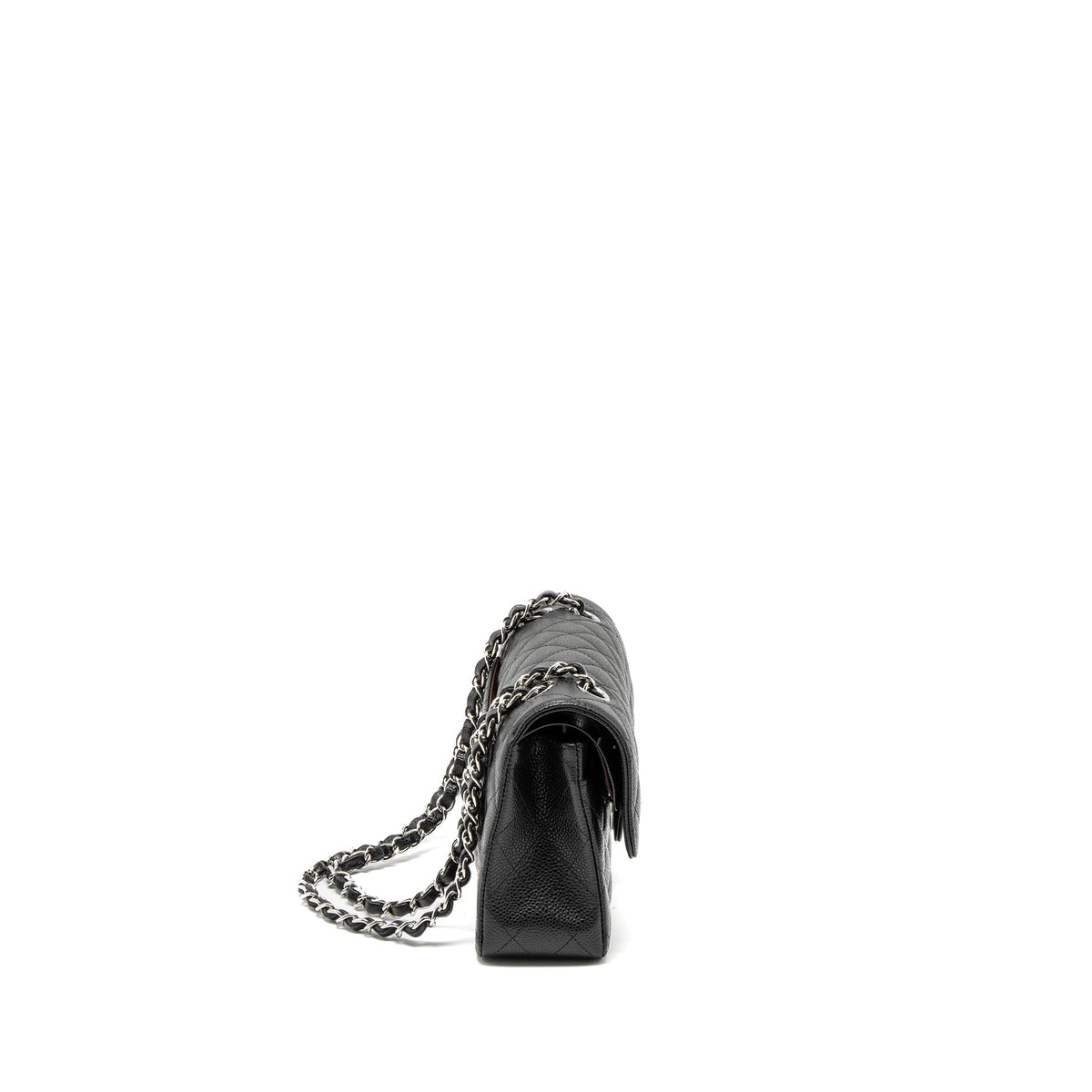CHANEL SMALL CLASSIC DOUBLE FLAP BAG CAVIAR BLACK SHW (MICROCHIP)