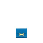Hermes Constance Compact Wallet Epsom Blue GHW