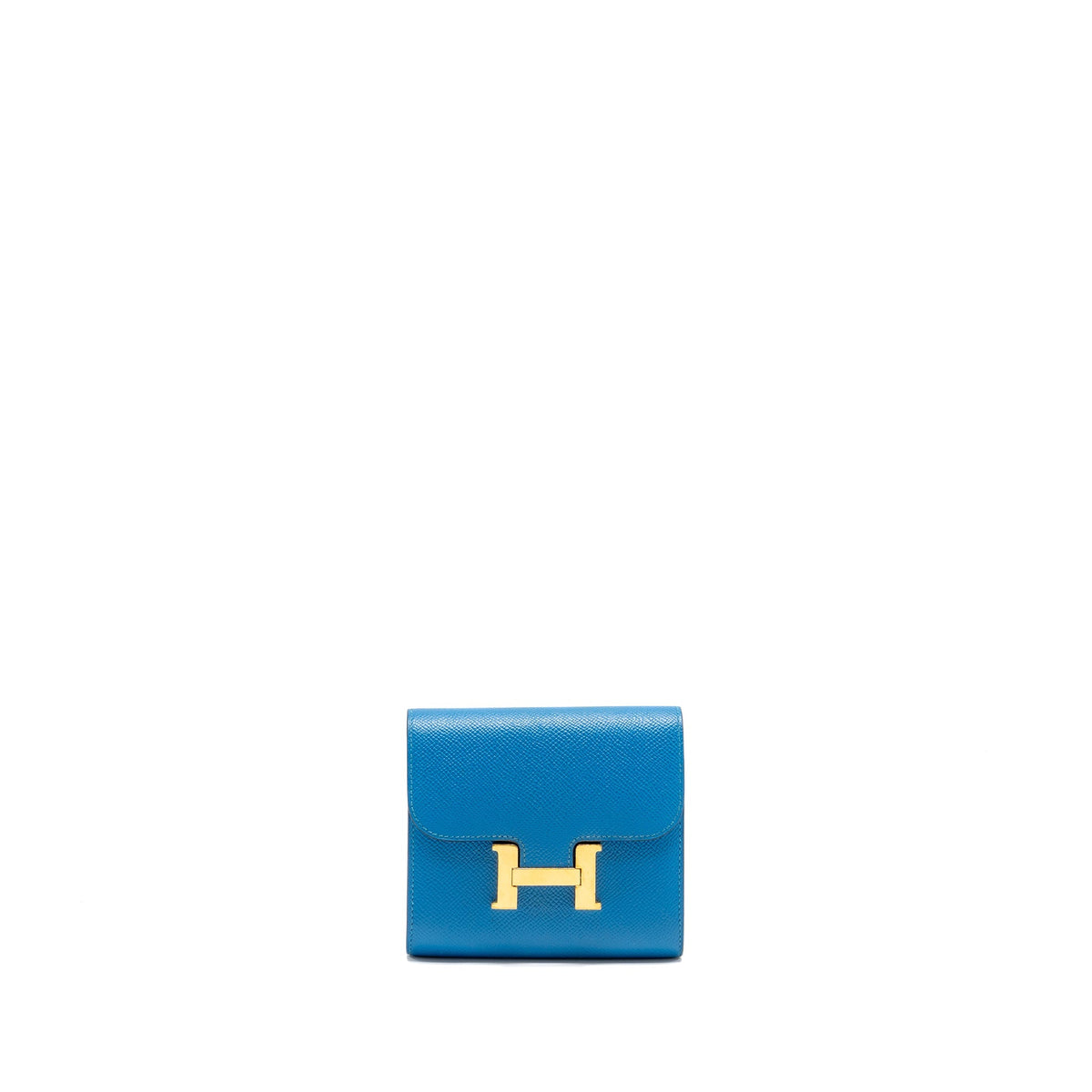Hermes Constance Compact Wallet Epsom Blue GHW