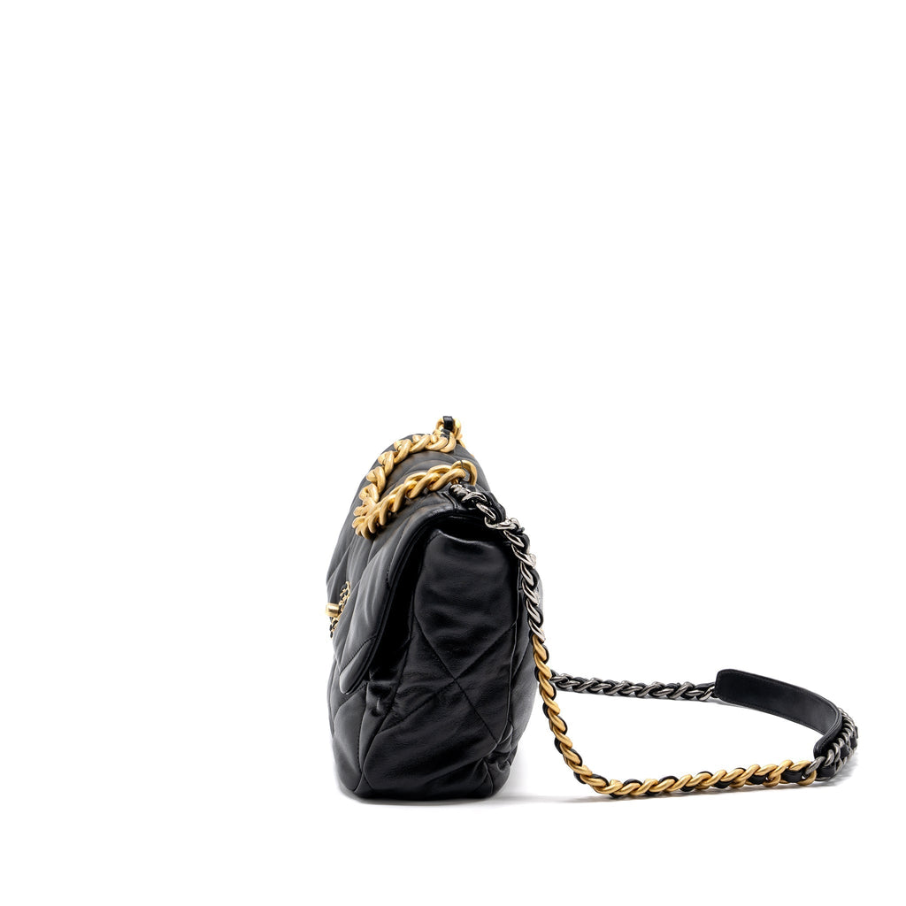 CHANEL MEDIUM 19 BAG LAMBSKIN BLACK MULTICOLOUR HARDWARE(MICROCHIP)