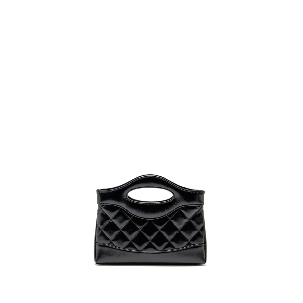 CHANEL MINI 31 CLUTCH WITH CHAIN SHINY LAMBSKIN BLACK LGHW (MICROCHIP)