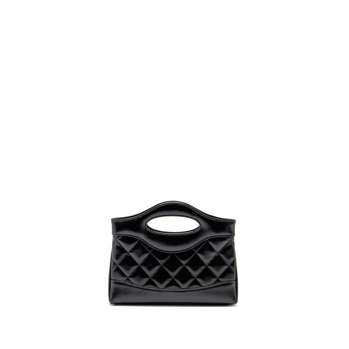CHANEL MINI 31 CLUTCH WITH CHAIN SHINY LAMBSKIN BLACK LGHW (MICROCHIP)