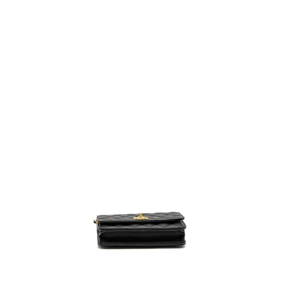 CHANEL CAMELLIA WALLET ON CHAIN CAVIAR BLACK GHW (MICROCHIP)