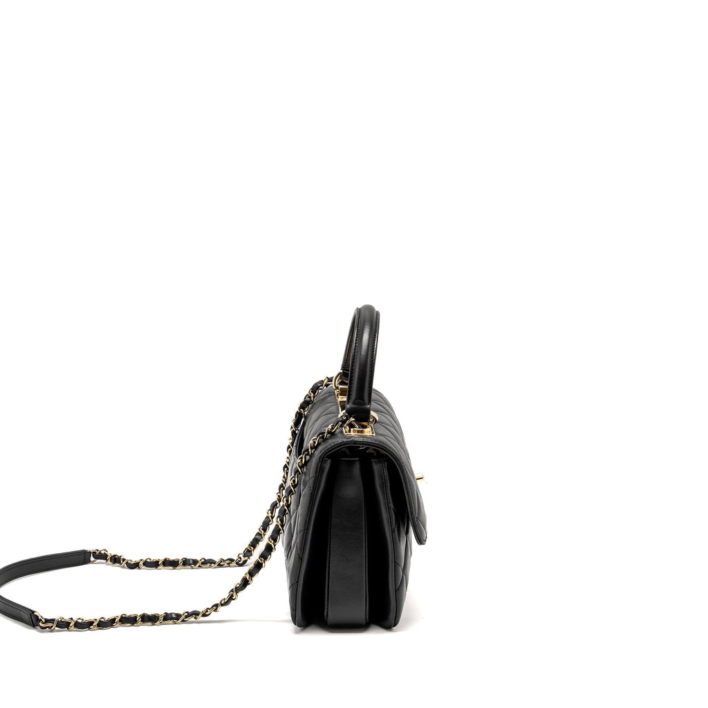 CHANEL TOP HANDLE TRENDY CC FLAP BAG LAMBSKIN BLACK LGHW
