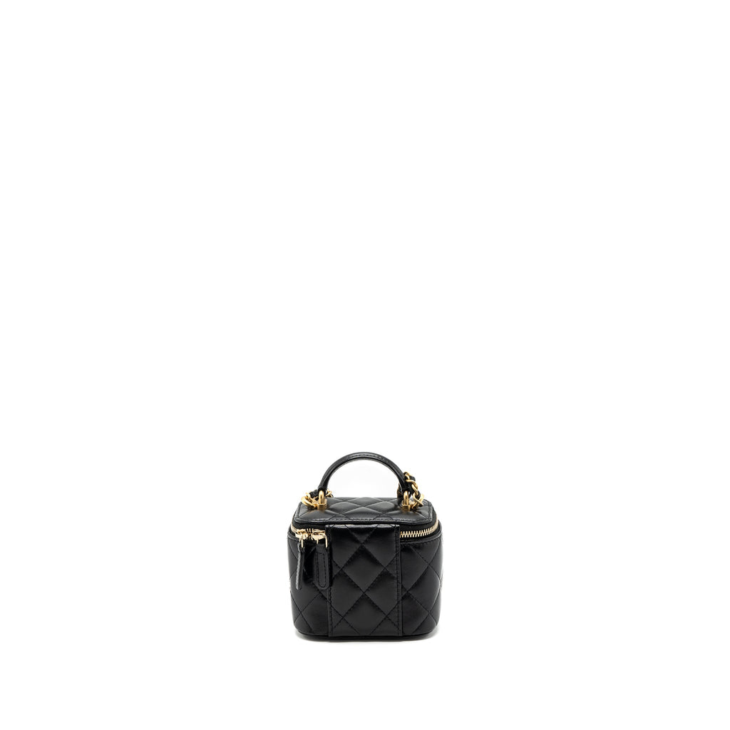 CHANEL TOP HANDLE MINI VANITY LAMBSKIN BLACK GHW