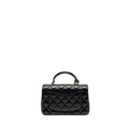 CHANEL TOP HANDLE MINI RECTANGULAR FLAP BAG LAMBSKIN BLACK LGHW (MICROCHIP)