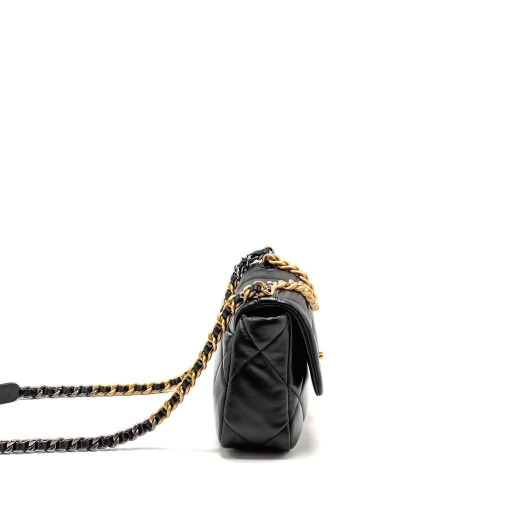 CHANEL SMALL 19 BAG LAMBSKIN BLACK MULTICOLOR HARDWARE (MICROCHIP)