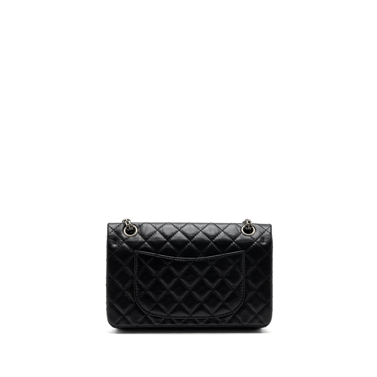 CHANEL 2.55 SMALL REISSUE FLAP BAG AGED CALFSKIN BLACK RUTHENIUM HARDWARE (MICROCHIP)