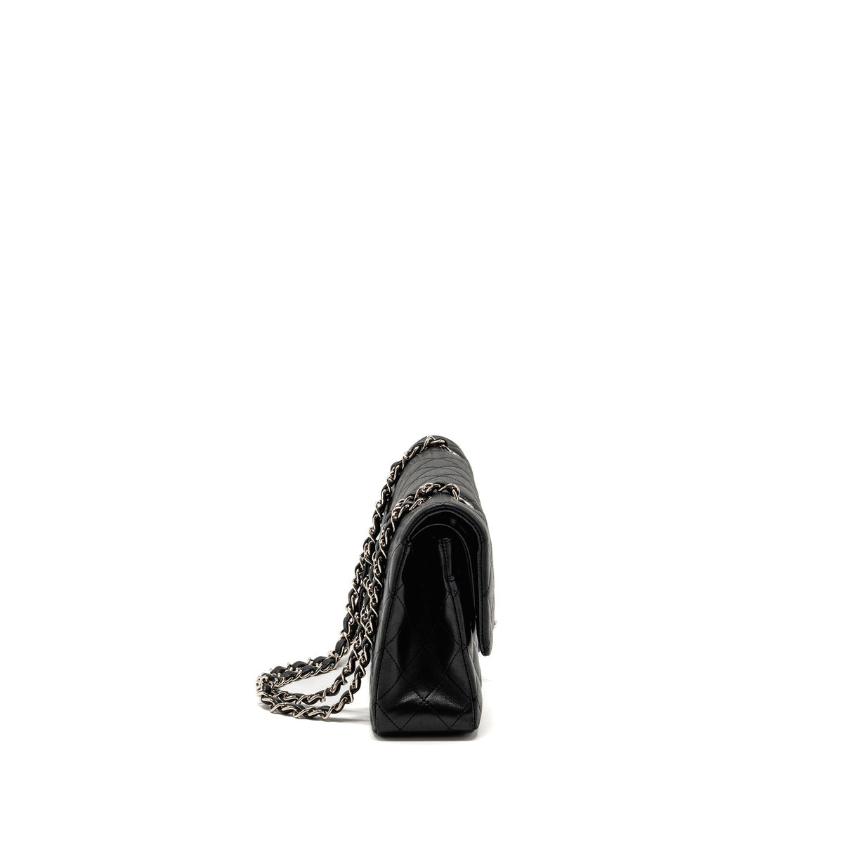 CHANEL MEDIUM CLASSIC DOUBLE FLAP BAG LAMBSKIN BLACK SHW