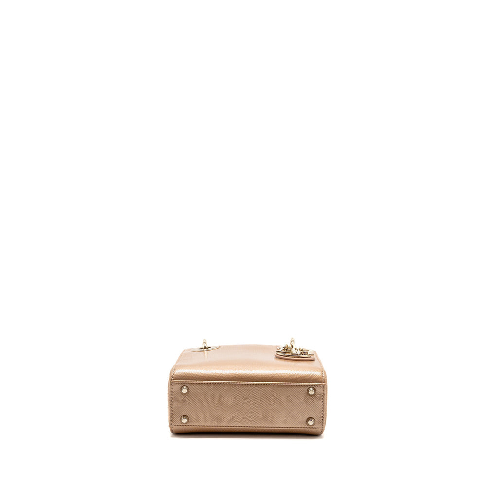 Dior mini lady dior lizard embossed calfskin dark beige LGHW