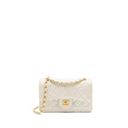 CHANEL VINTAGE SMALL CLASSIC DOUBLE FLAP BAG LAMBSKIN WHITE GHW