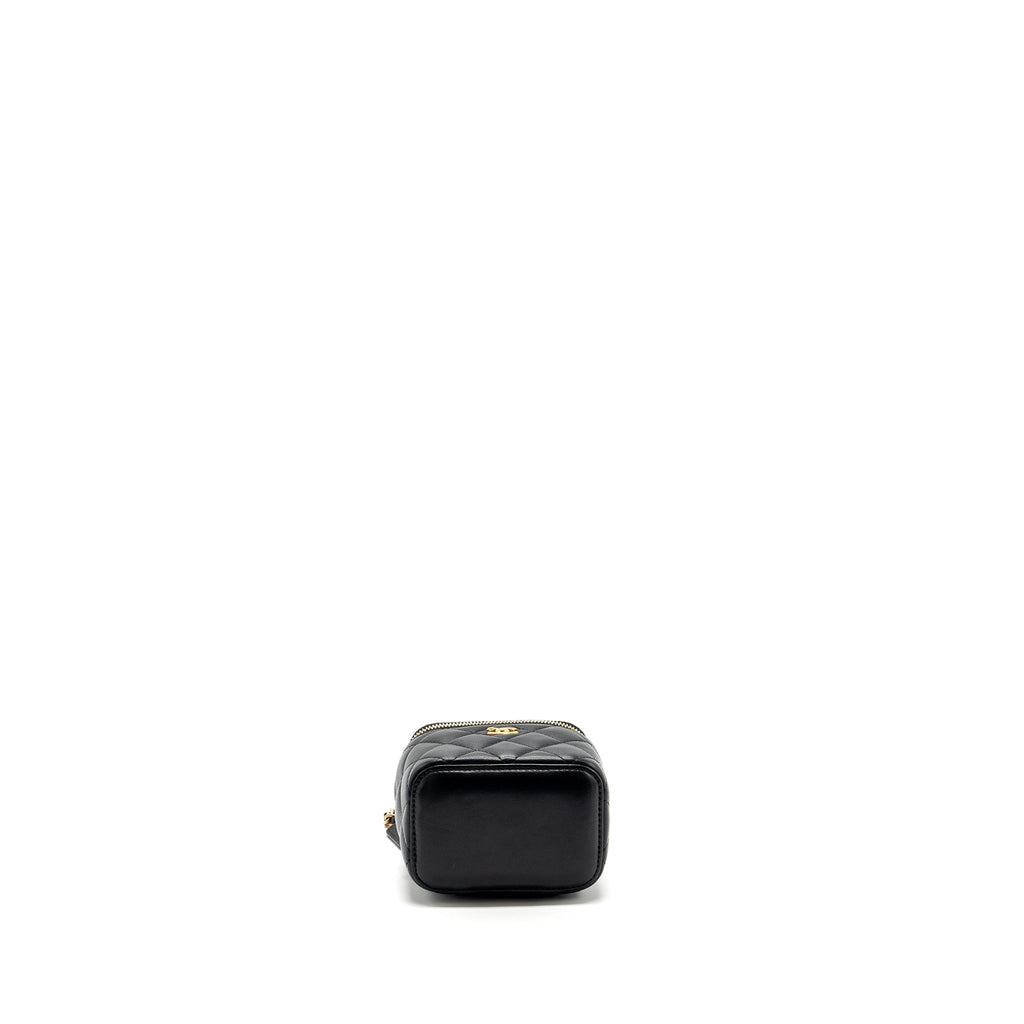 CHANEL PEARL CRUSH MINI VANITY WITH CHAIN LAMBSKIN BLACK WITH GHW