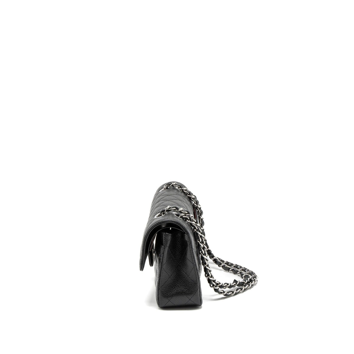 CHANEL SMALL CLASSIC DOUBLE FLAP BAG CAVIAR BLACK SHW (MICROCHIP)