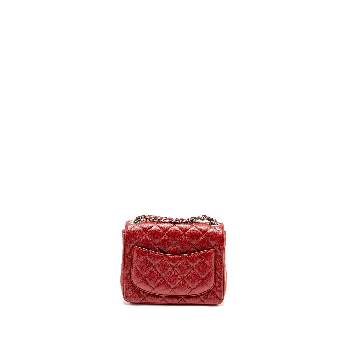 CHANEL MINI SQUARE FLAP BAG CAVIAR RED SHW