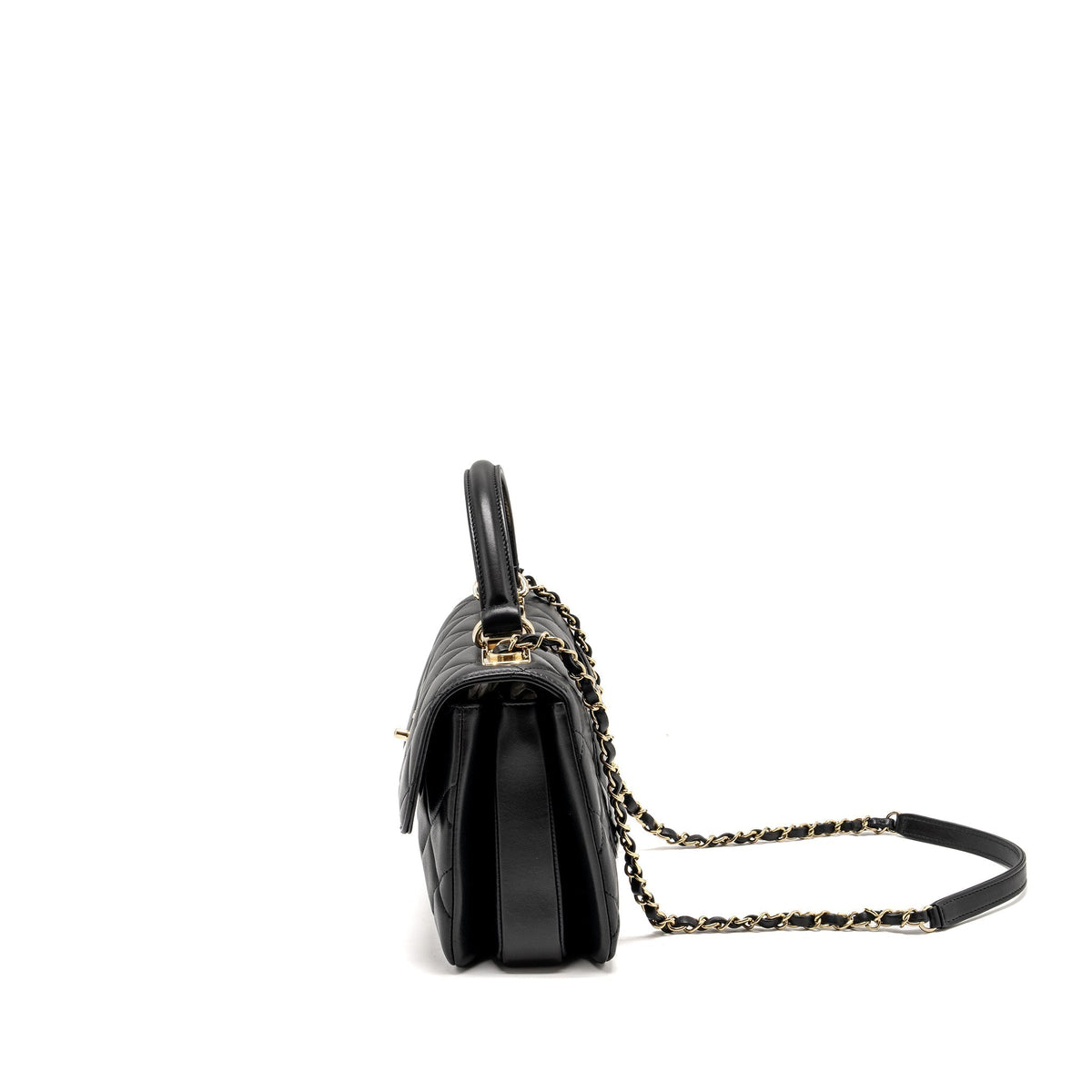 CHANEL TOP HANDLE TRENDY CC FLAP BAG LAMBSKIN BLACK LGHW