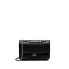 CHANEL 2.55 SMALL REISSUE FLAP BAG AGED CALFSKIN BLACK RUTHENIUM HARDWARE (MICROCHIP)