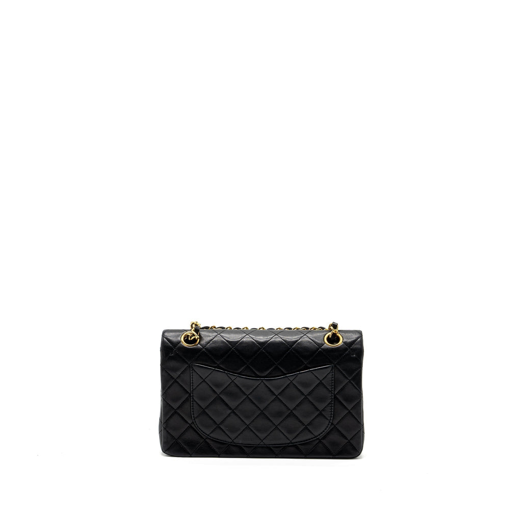 CHANEL VINTAGE SMALL CLASSIC DOUBLE FLAP BAG LAMBSKIN BLACK GHW