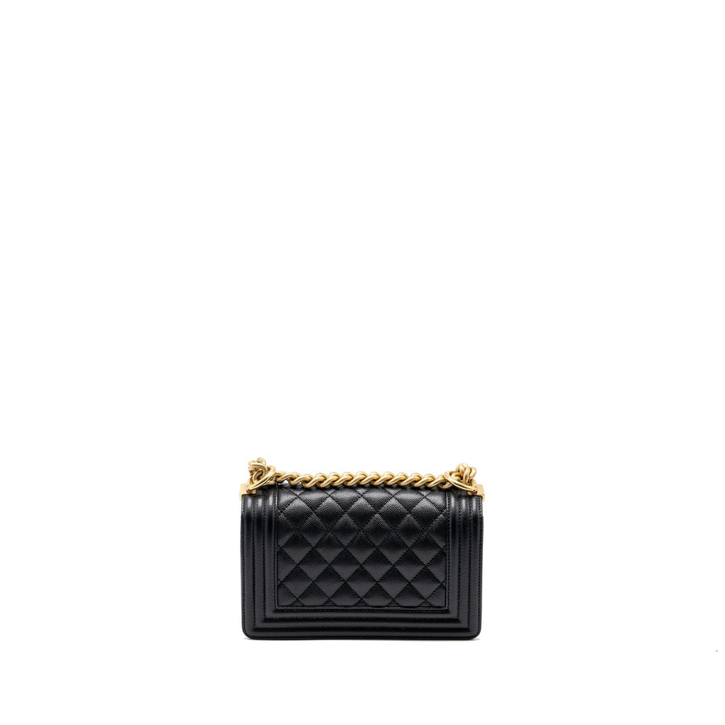 CHANEL SMALL BOY BAG CAVIAR BLACK GHW(MICROCHIP)