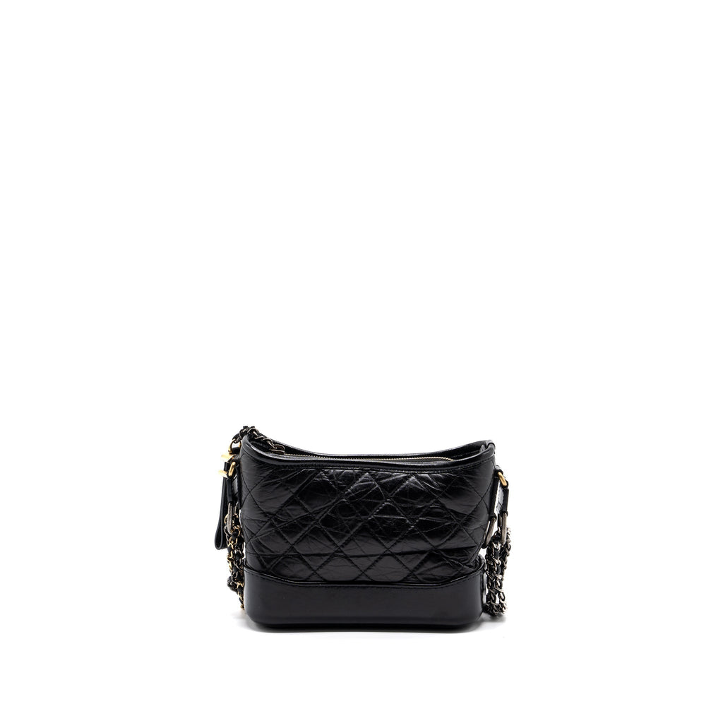 CHANEL SMALL GABRIELLE HOBO BAG AGED CALFSKIN BLACK MULTICOLOURED HARDWARE