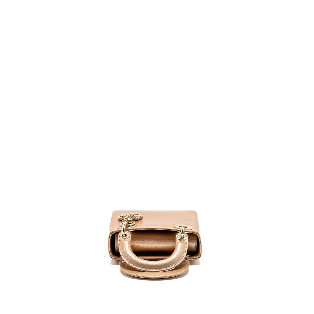 Dior mini lady dior lizard embossed calfskin dark beige LGHW