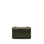 CHANEL 22K MEDIUM CLASSIC DOUBLE FLAP BAG LAMBSKIN OLIVE GREEN LGHW(MICROCHIP)